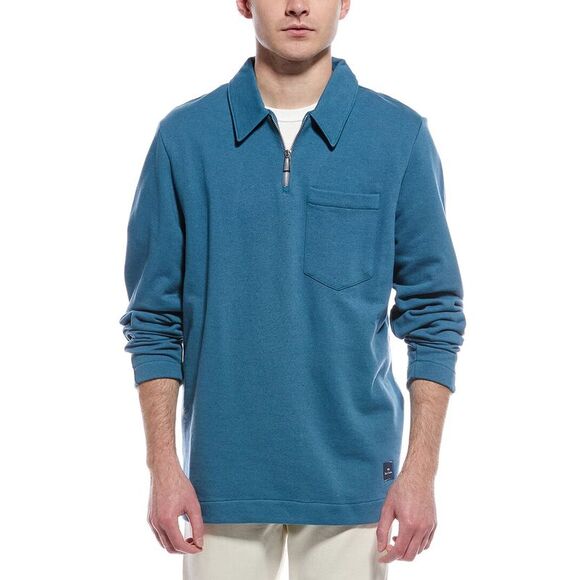 Ps By Paul Smith Mens1/4-Zip Linen-Blend Sweatshirt Blue